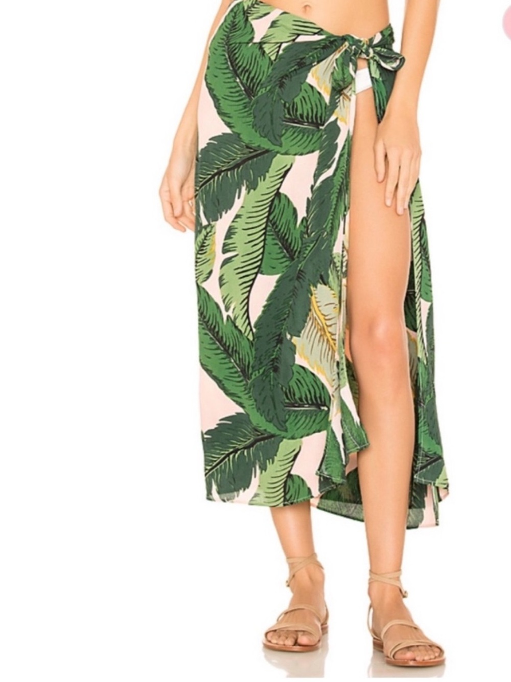 Revolve Beach Riot Green Palm-Print Swim Sarong